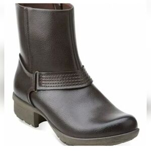 Clarks Women's Riddle Wonder Platform Moto Boots Zip-up Comfort Booties Brown 10